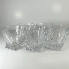 Crystalite Bohemia Quadro Whiskey Old Fashioned Glasses Twist 11 oz Czech Set 5