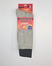 Extreme Weather Collection Thermal Socks 3 Pk Crew Lngth Sz 10-13 Cushioned Gray