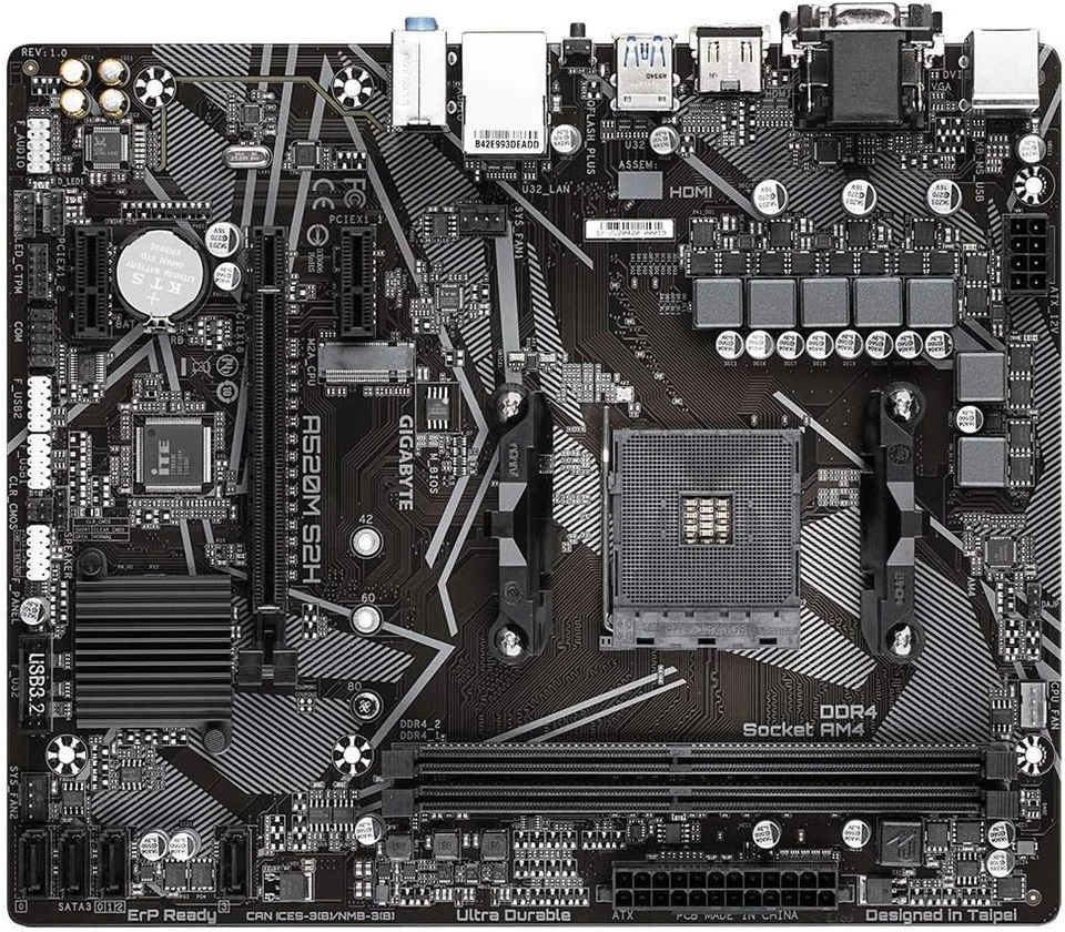 GIGABYTE A520M S2H mATX Motherboard for AMD AM4 CPUs - Imagen 2 de 4