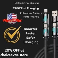 4 in 1 Multi-USB Charging Cable - MAX 240W Fast Charging/with USB A+Type C 3.9ft
