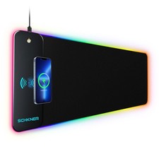 RGB Gaming Mouse Pad with Wireless Charging 15W, Large Desk Mat 800x300x4mm, ...