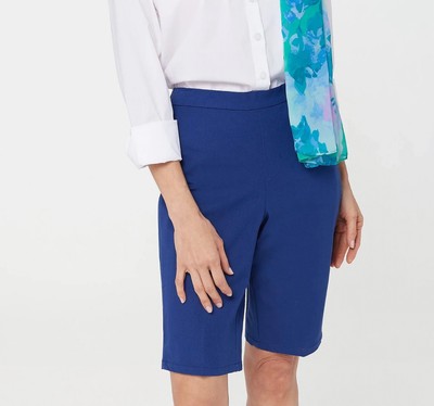 Isaac Mizrahi Live Regular 24/7 Stretch Bermuda Shorts 32W Royal Navy A397199