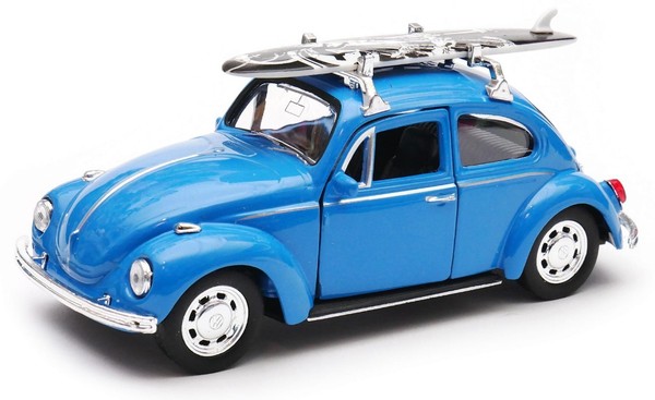 Welly Volkswagen Beetle Surf Blue MaßStab 1:34 1:39 4,5 Zoll Diecast Auto...-image