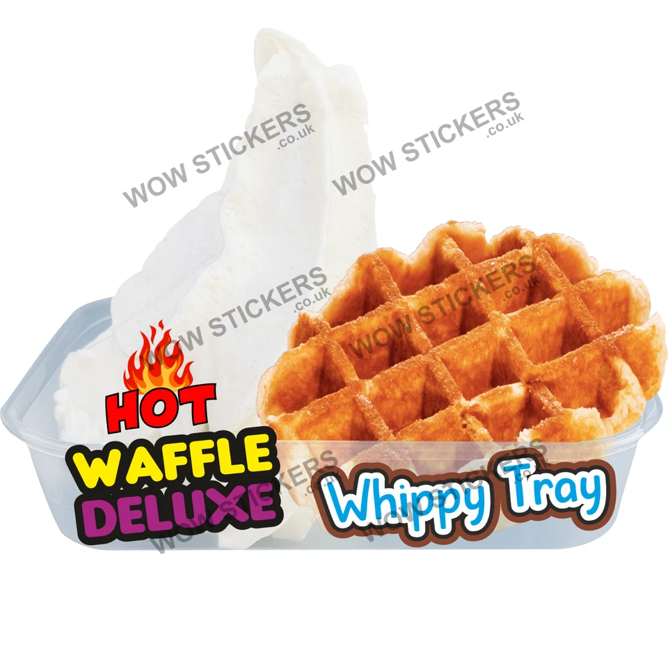 WOW Eiswagen Aufkleber Hot Waffle Deluxe Whippy Tablett (Größe wählbar)