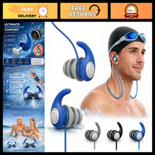 Waterproof Silicone Swim Ear Plugs for Adults - 3 Pairs with Lanyard, Reusable,