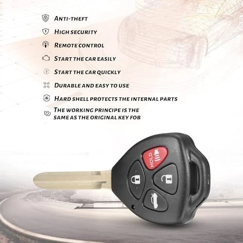 Chaveiro remoto de substituição 2 peças compatível com Toyota Camry 2007 2008 2009 2010 2011 - Imagem 3 de 4