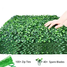 20 In. X 20 In. 12-Pieces Artificial Boxwood Hedge Grass Wall Uv-Proof Topiary G