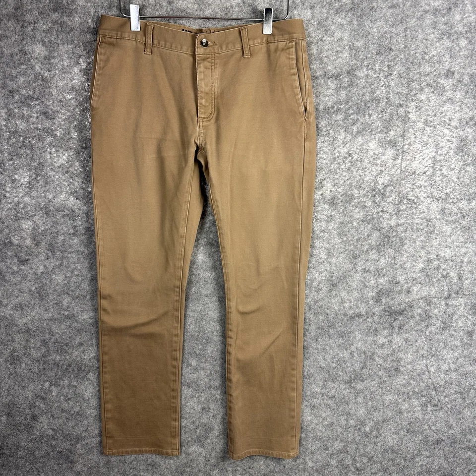 KR3W K Pantalones Ajustados Para Hombres 32x31 Marrón Botón Mosca Calce Ajustado Informal Patín Ropa de Calle Foto 2 de 4