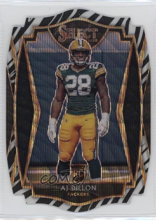 2020 Panini Select Premier Level Zebra Prizm Die-Cut AJ Dillon #165 1u6