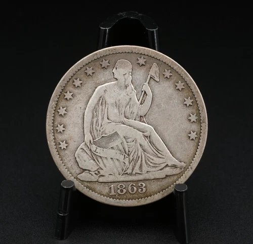 1863 S Seated Liberty Silver Half Dollar Coin 50c San Francisco CN1038