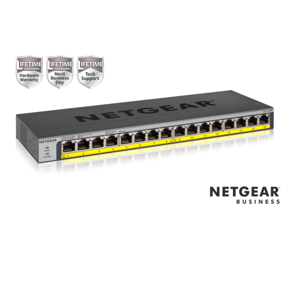 Senza Marca Nero Netgear Gs116pp Non Gestito Gigabit Ethernet (10/100/1000) Supporto Power Over Ethernet (Poe) - Gs116pp-100Eus - Immagine 6