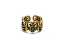 Vintage Sterling Silver Rhinestone Ring Hearts