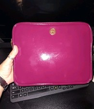 Tory Burch Leather Ipad Kindle Tablet Pouch With Zipper 10  /8  Maroon