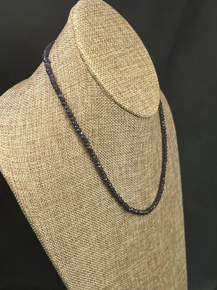 VINTAGE GENUINE SAPPHIRE BEADED 18” 4.3MM - Image 4 of 4