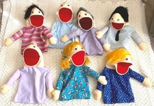 VTG Set of 7 Hand Puppets by Son Shine Puppet Co. USA.  Great Condition!