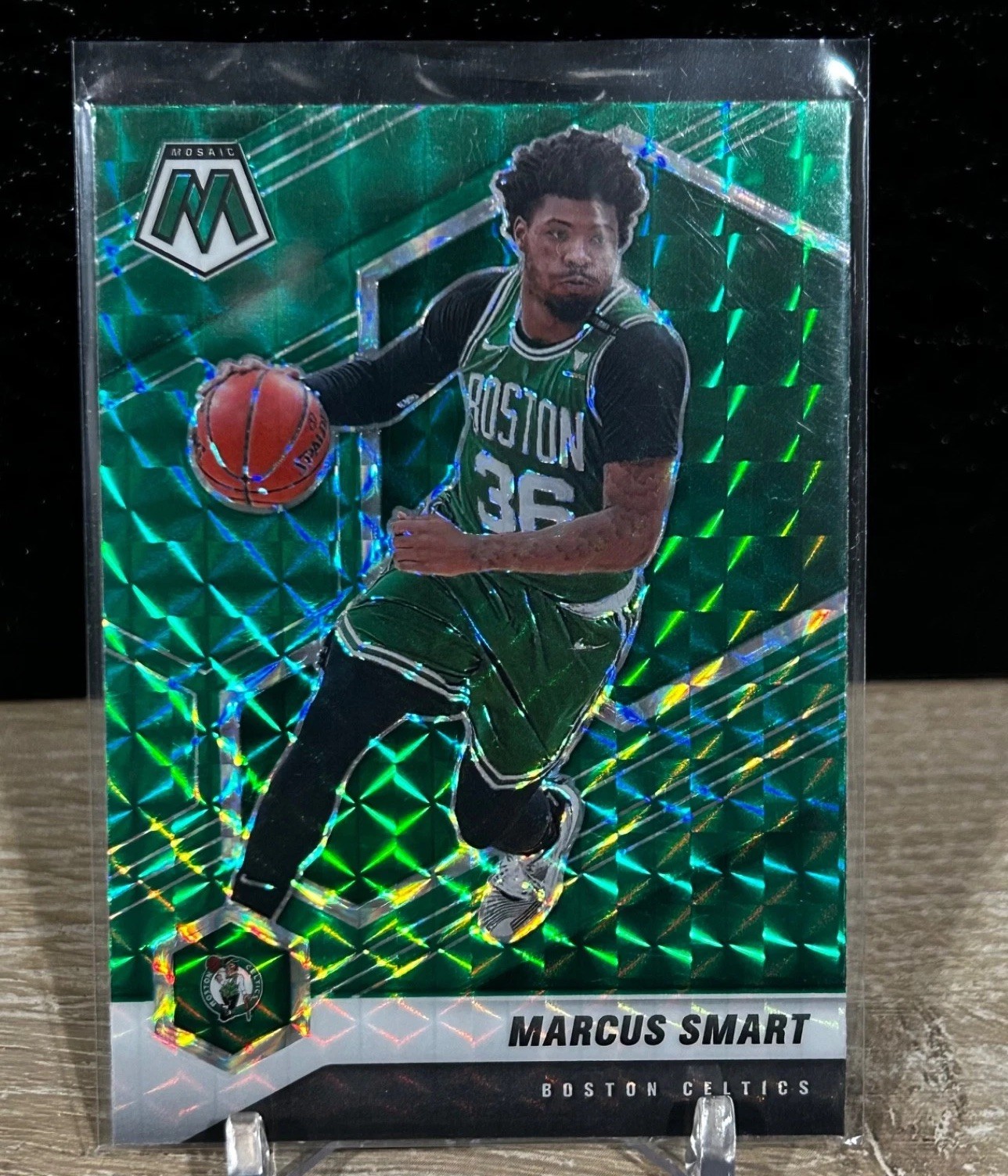 2020-21 Panini Mosaic - Marcus Smart #99 Green Mosaic Prizm Celtics