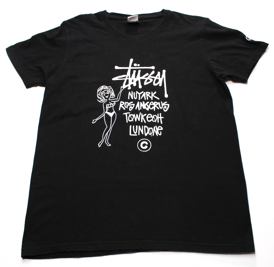 2017 STUSSY JAPAN x CHAMPION ~CITIES GIRL~ TEE XL logo/world/tour