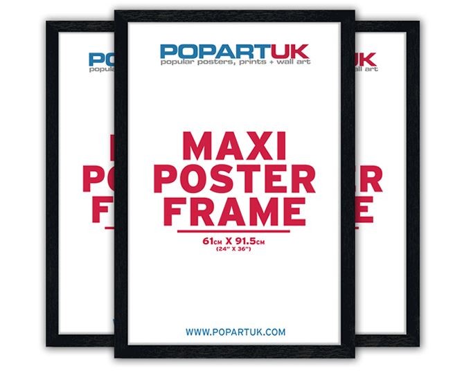 61x91.5cm Satin Black Wooden Maxi Poster Frame 3 Pack