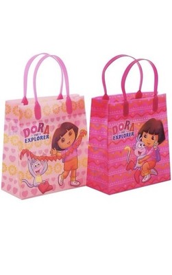 Dora the Explorer Pink Cartoon Plastic Party Bags Birthday Favor   Set  of 6 bag