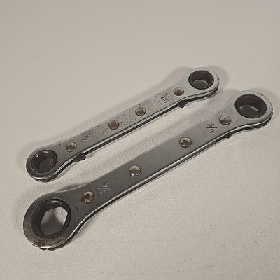 Reversible Box Ratcheting Wrench Set 2pc 6-Point 1/2'' 9/16'' 5/8'' & 3/4''