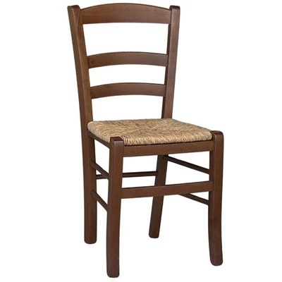 OKAFFAREFATTO Sedia da pranzo Paesana in legno noce scuro con seduta in paglia cucina casa