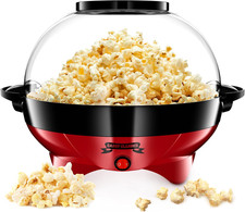 Popcorn Maker Round, 800W Non-Stick Coated Pop Corn Machine, Removable Lid
