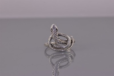 BOMA Sterling Silver Detailed Coiled Snake Viper Wrap Band Ring 925 Sz: 6