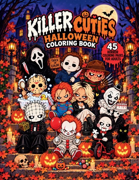 Halloween Malbuch Killer Cuties, 45 Horror Ausmalbilder, Gruselige Motive-image