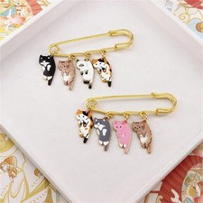 Cute Cartoon Cat Enamel Brooch Pin Animal Lapel Badge Bag Clothes Accessory Gift