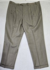 Lauren Ralph Lauren 44x32 100 Wool Double Pleated Tan Check Men Dress Pants