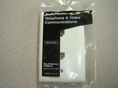 Lot of 3, Trademaster TPTE2-W, RJ11 two Phone Jacks Single WHITE Plate