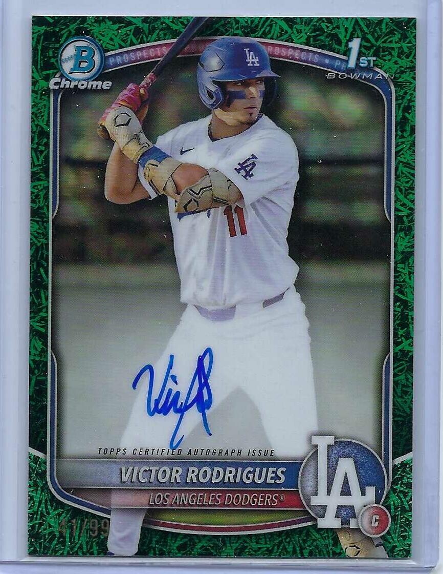 Victor Rodrigues 2025 Bowman 1st Bowman Chrome Green Grass Auto /99 #CPA-SK