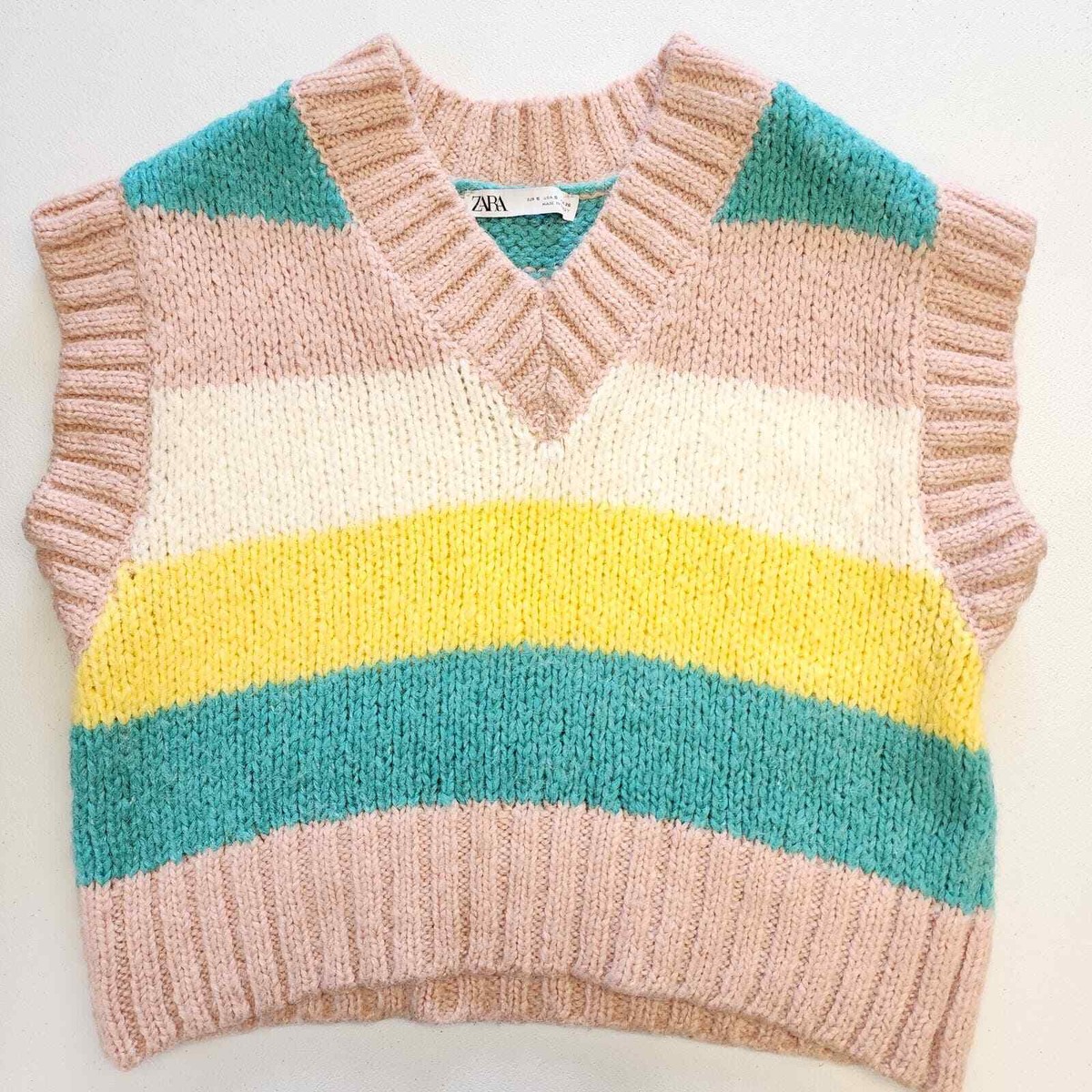 Zara striped multicolor sweater vest wool alpaca blend Size Small