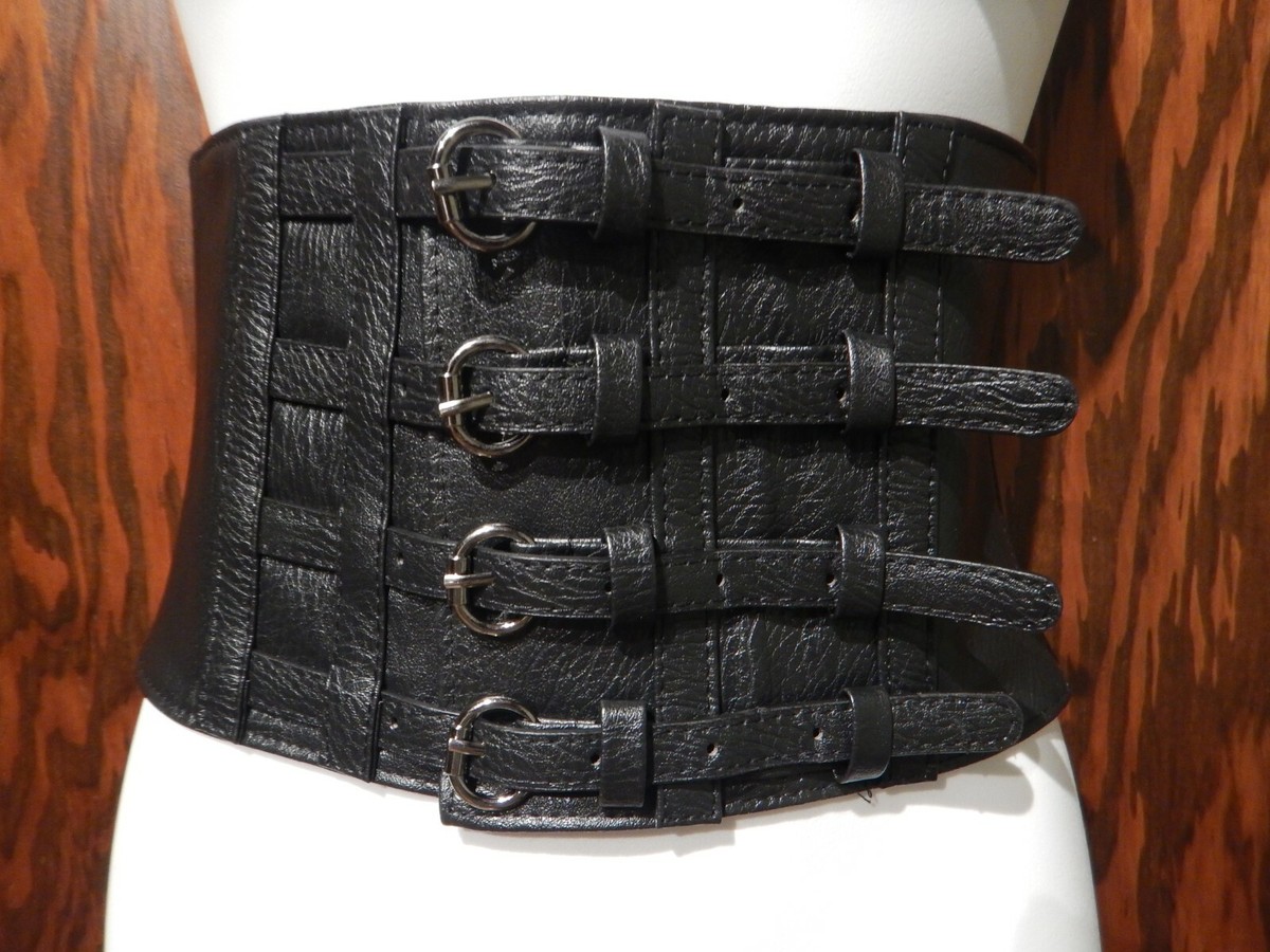 Victorian Gothic Faux Leather Corset Belt, Adjustable Buckle, Elastic, One Size 0666c394-25a3-4cc8-876a-  main image 4