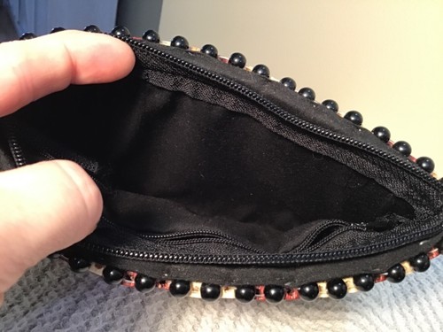 Vintage Wood Beaded Wristlet Purse Dark And Light Beads 8” long 5 1/4” Tall - Picture 3 of 9