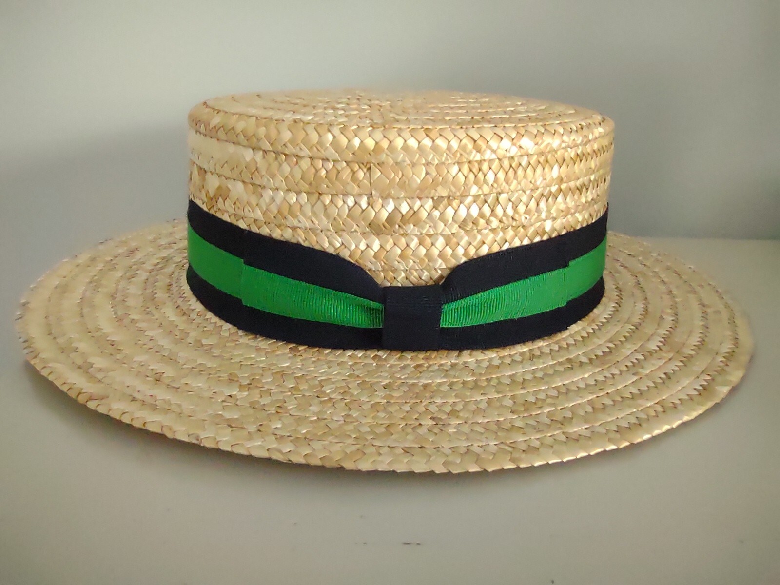 Zakira Classic Handmade Straw Boater Hat Green Size M eBay