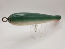 Vintage Antique Wooden Fishing Lure 7.25" Green Darter Homemade Stan Gibs Style