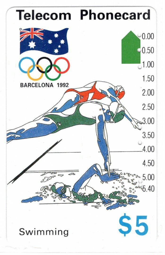 🔥 1992 Telecom Swimming Barcelona 1992 $5 Used 🔥 