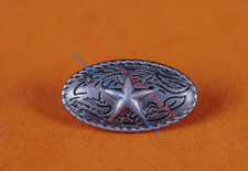 10X Western Texas Star Leathercraft Decor Silver Fast Rivet Stud Oval Conchos