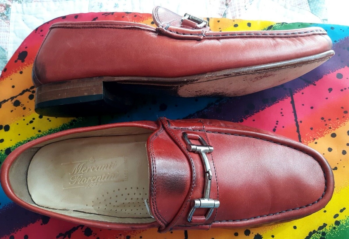 Gorgeous MERCANTI FIORENTINI Red LEATHER Men Size 8.5 BUCKLE  display picture 1