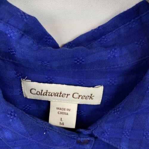 Coldwater Creek Blue Cotton Long Sleeve Button Down Casual Top 14 - Picture 2 of 13