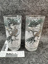 Set Of 2 Vintage Georges Briard Pheasant Highball Tumbler Glasses
