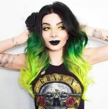 Green to Yellow Party Wigs Lace Front Wigs Women Ombre Colored Wig Long Wavy Wig
