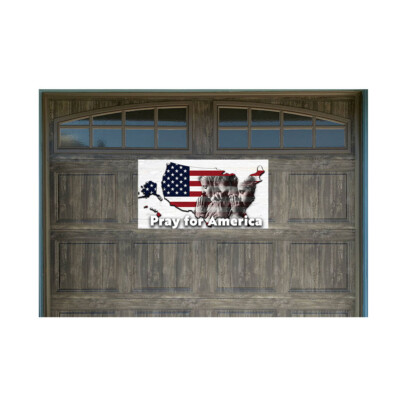 Pray for America US Flag Map 21'' x 40'' Magnetic Garage Banner For Steel Garage D