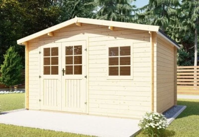 NATURHOLZ GARTENHAUS Gartenhaus 28mm Schuppen, Gerätehaus 3.9x2.4M Blockhaus aus Holz, Leo EB28047L