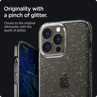 For iPhone 13 / 13 Pro Max - Hard Heavy Duty Clear Crystal Glitter Powder Case