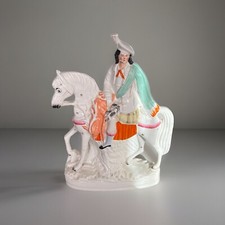 Antique Staffordshire Flat Back Scottish Figure On Horseback, C 1850