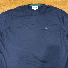 Lacoste Blue Wool Casual Preppy Crew Neck Pullover Sweater Sweatshirt Men 7 2XL