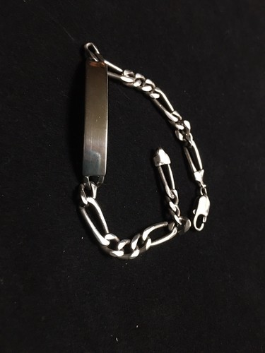 VTG Sterling Silver Identification Men Women Figaro Curb Link Bracelet 9 1/2" - Picture 4 of 7
