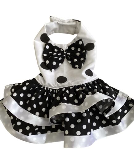 Handmade Black And White Polkadot Dog Dress Small Dog Clothes